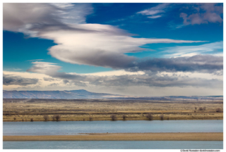 Lenticular Clouds and Winter Storm Over Central Cascades, Columbia River, Hanford Reach, Washington State